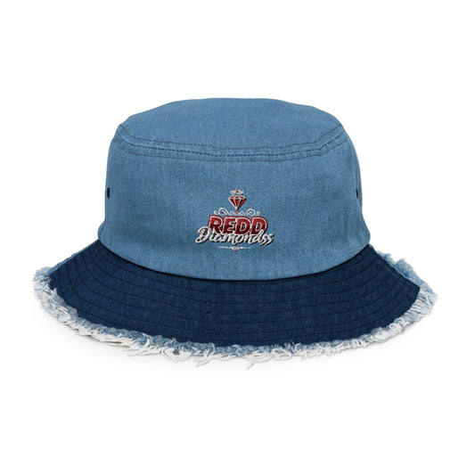 Distressed denim bucket hat